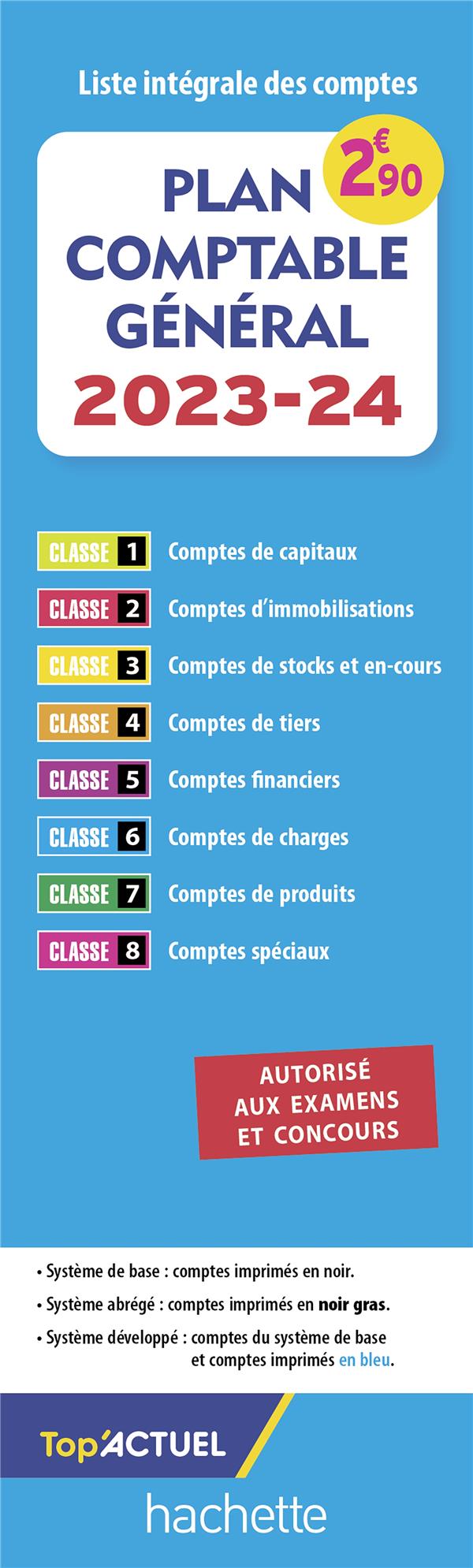 PLAN COMPTABLE 2023 - 2024 (AUTORISE AUX EXAMENS ET CONCOURS)