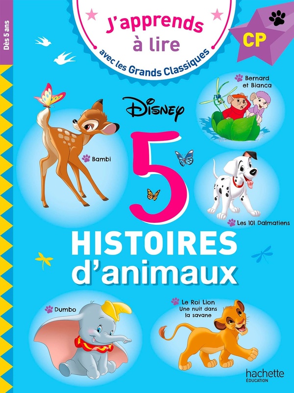 DISNEY - 5 HISTOIRES D'ANIMAUX CP