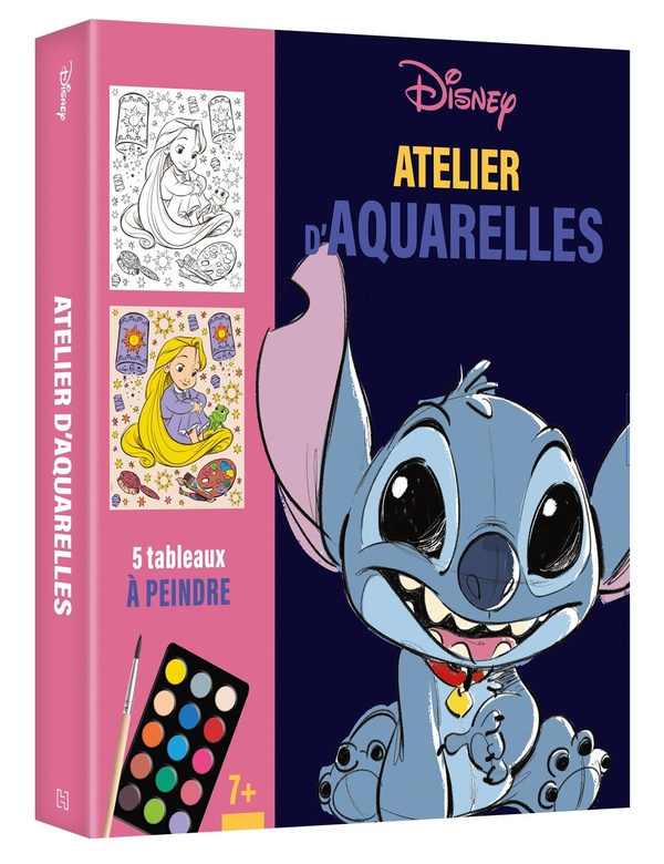 DISNEY - ATELIER D'AQUARELLE - COFFRET 5 TABLEAUX A PEINDRE - AVEC UNE PALETTE, UN PINCEAU ET TAMPON