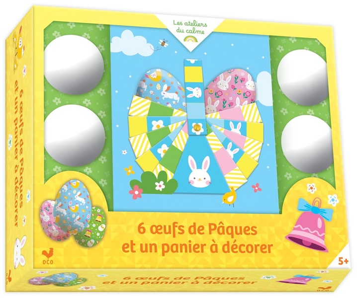 6 OEUFS DE PAQUES ET UN PANIER A DECORER - COFFRET AVEC ACCESSOIRES