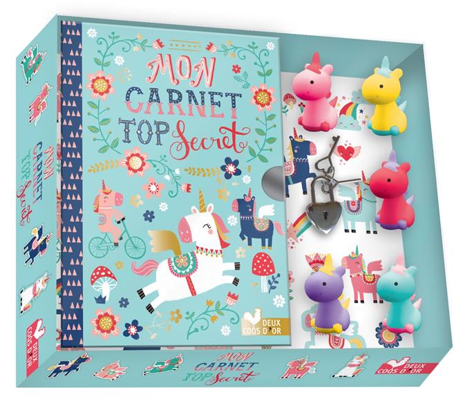 MON CARNET TOP SECRET LICORNES - COFFRET AVEC MINI GOMMES