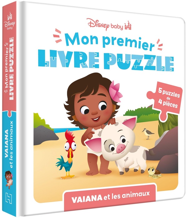 DISNEY BABY - MON PREMIER LIVRE PUZZLE - 4 PIECES - VAIANA ET LES ANIMAUX