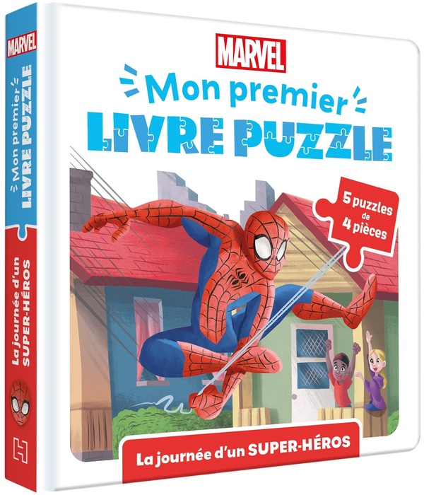 SPIDER-MAN - MON PREMIER LIVRE PUZZLE - 4 PIECES - LA JOURNEE D'UN SUPER-HEROS - MARVEL