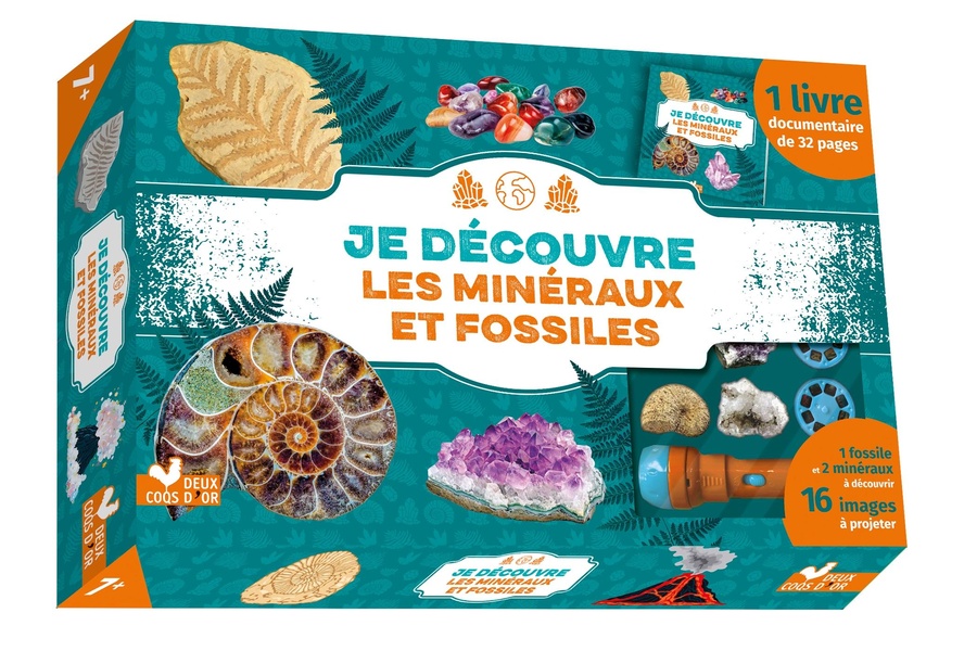 JE DECOUVRE LES MINERAUX ET FOSSILES - COFFRET AVEC LAMPE ET KIT EXCAVATION