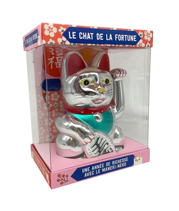 COFFRET LE CHAT DE LA FORTUNE ARGENTE - UNE ANNEE DE RICHESSE AVEC LE MANEKI-NEKO