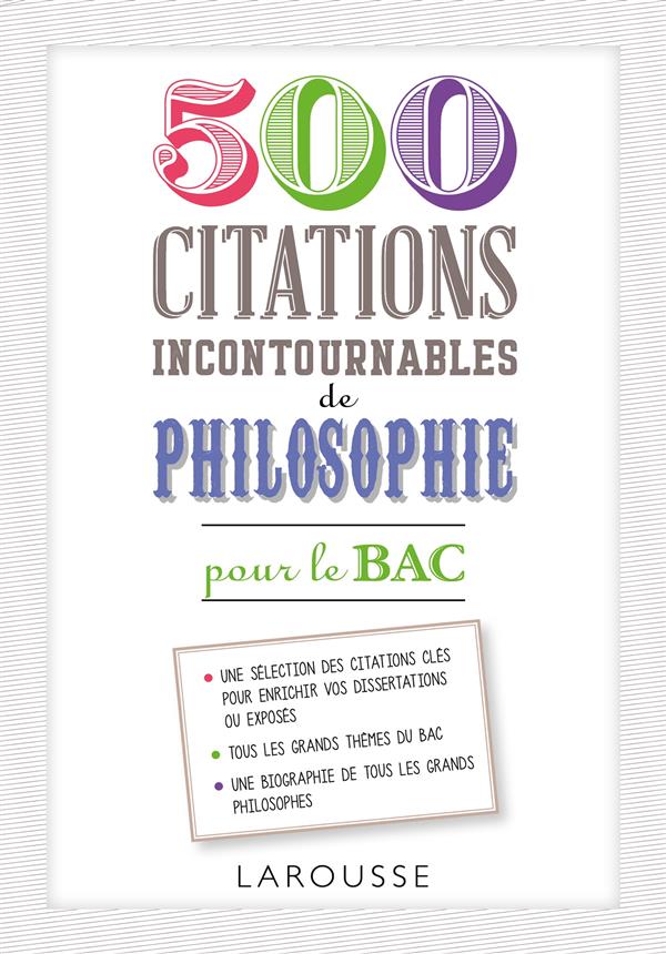 500 CITATIONS INCONTOURNABLES DE PHILOSOPHIE