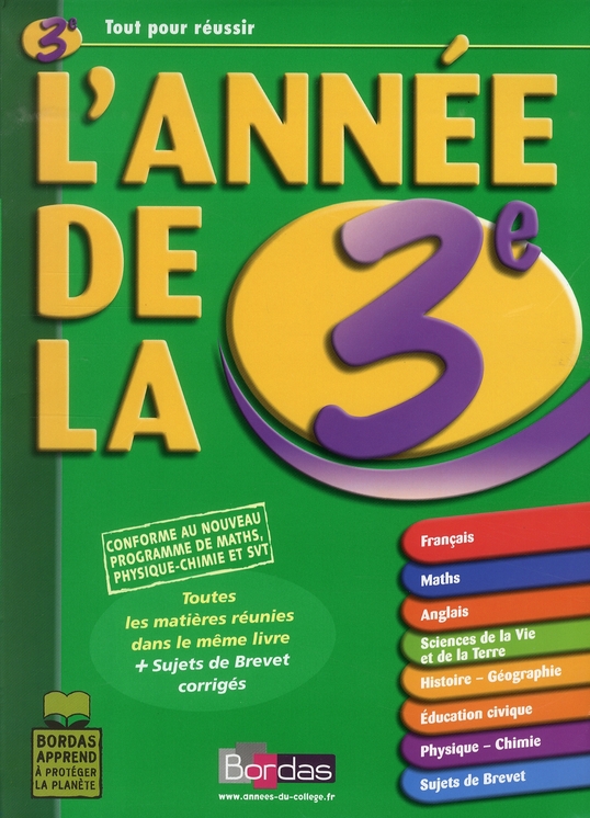 L'ANNEE DE LA 3E - TOUT POUR REUSSIR