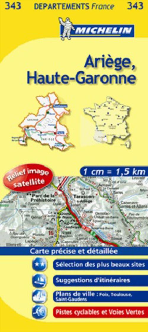 CARTE DEPARTEMENTALE FRANCE - T999999 - CD 343 ARIEGE / HAUTE-GARONNE