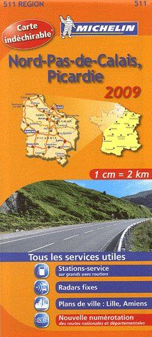 CARTE REGIONALE FRANCE - T6530 - CARTE ROUTIERE 511 NORD PAS DE CALAIS PICARDIE HR 2009