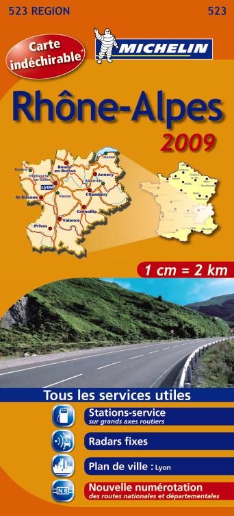 CARTE REGIONALE FRANCE - T7250 - CARTE ROUTIERE RHONE ALPES HR 2009