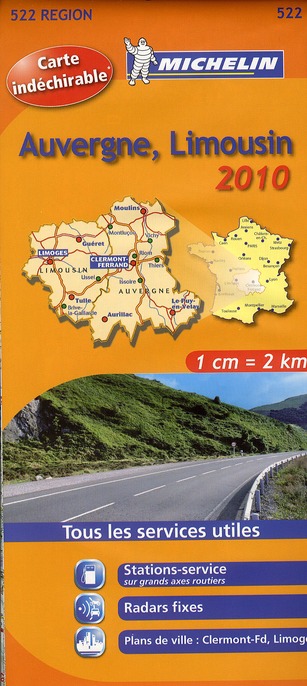 CARTE REGIONALE FRANCE - T7190 - CARTE ROUTIERE 522 AUVERGNE LIMOUSIN HR 2010