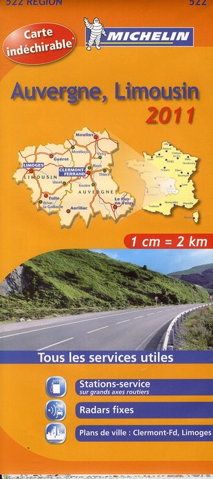 CARTE REGIONALE FRANCE - T7190 - CARTE ROUTIERE 522 AUVERGNE LIMOUSIN HR 2011