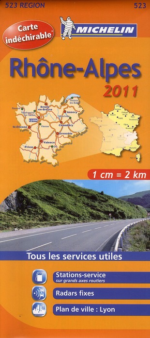 CARTE REGIONALE FRANCE - T7250 - CARTE ROUTIERE 523 RHONE ALPES HR 2011