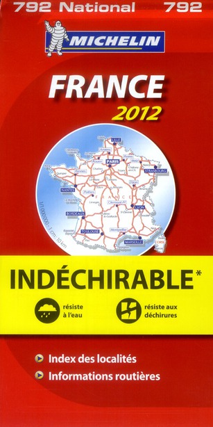 CARTE NATIONALE FRANCE - T7800 - CN 792 FRANCE INDECHIRABLE 2012