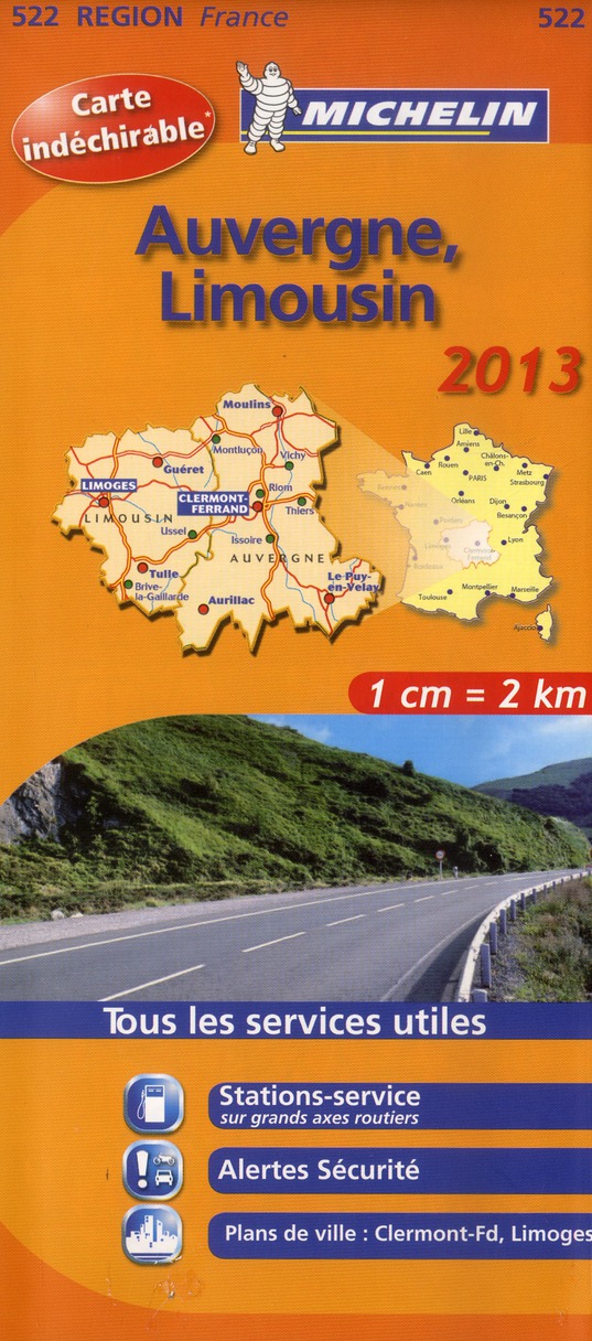 CARTE REGIONALE FRANCE - T7190 - CARTE ROUTIERE 522 AUVERGNE LIMOUSIN HR 2013