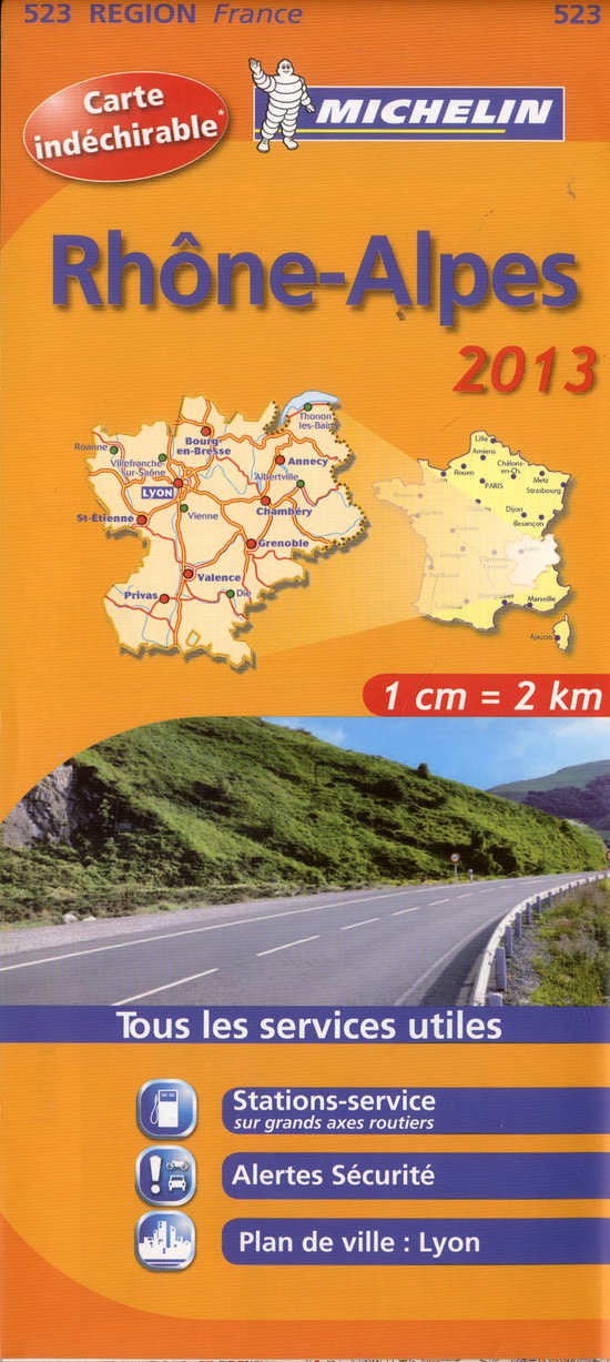 CARTE REGIONALE FRANCE - T7250 - CARTE ROUTIERE 523 RHONE ALPES HR 2013