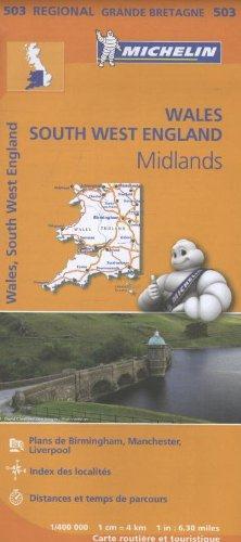 CARTE REGIONALE ANGLETERRE SUD-OUEST, MIDLANDS, PAYS DE GALLES