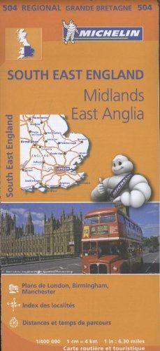 CARTE REGIONALE SOUTH EAST ENGLAND, MIDLANDS, EAST ANGLIA