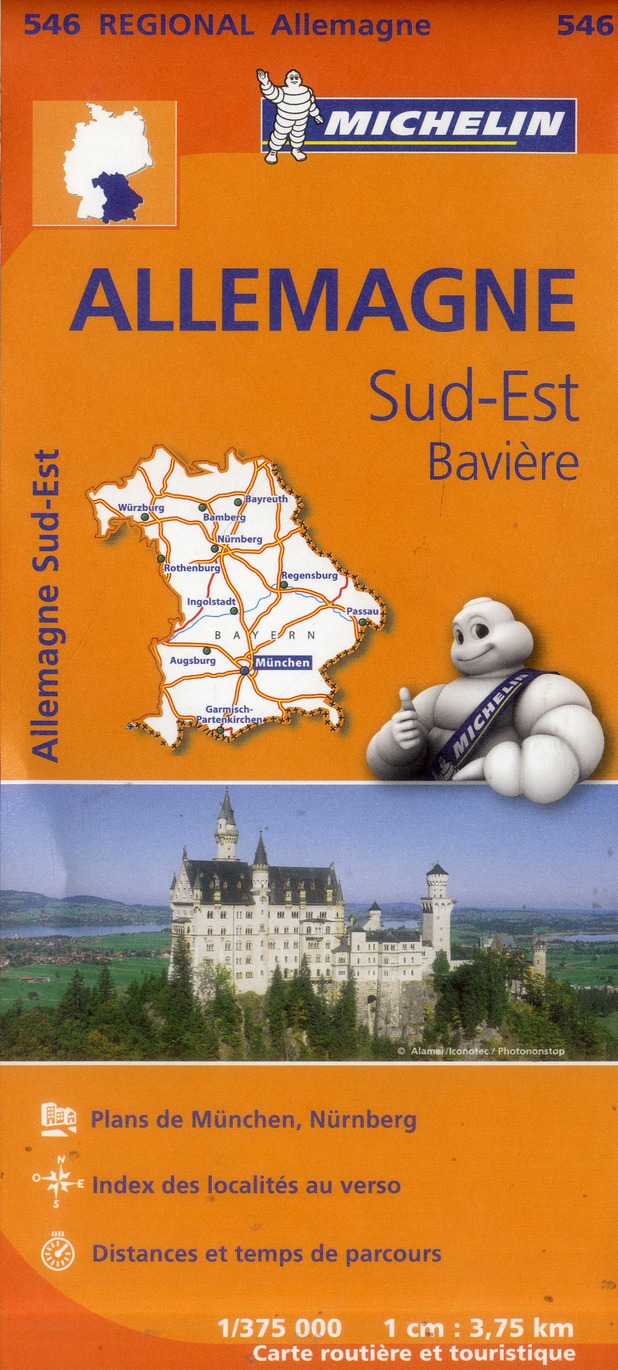 CARTE REGIONALE ALLEMAGNE SUD-EST, BAVIERE