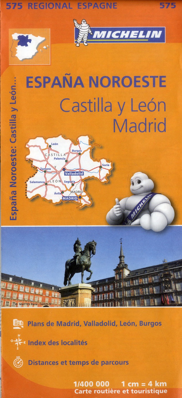 CARTE REGIONALE ESPAGNE NORD-OUEST : CASTILLA Y LEON, MADRID