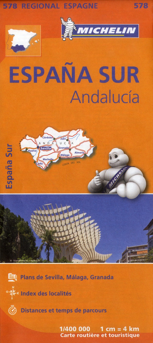 CARTE REGIONALE ESPAGNE SUD : ANDALUCIA