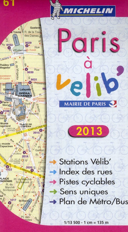 PLANS DE VILLE MICHELIN FRANCE - T190 - PLAN PARIS VELIB 2013