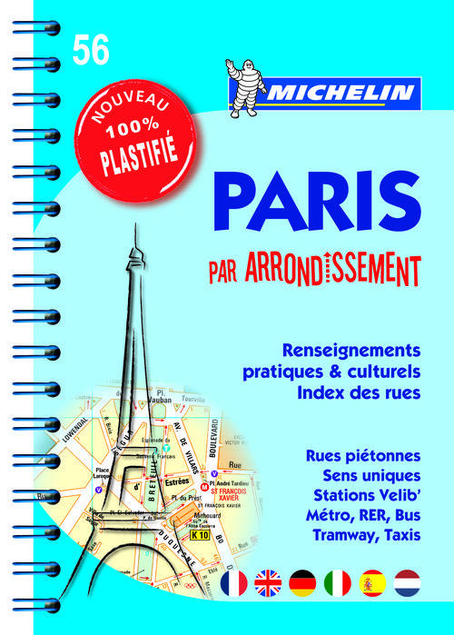 PLANS DE VILLE MICHELIN FRANCE - T85 - PLAN PARIS PAR ARRONDISSEMENTS (SPIRALE PLASTIFIEE)