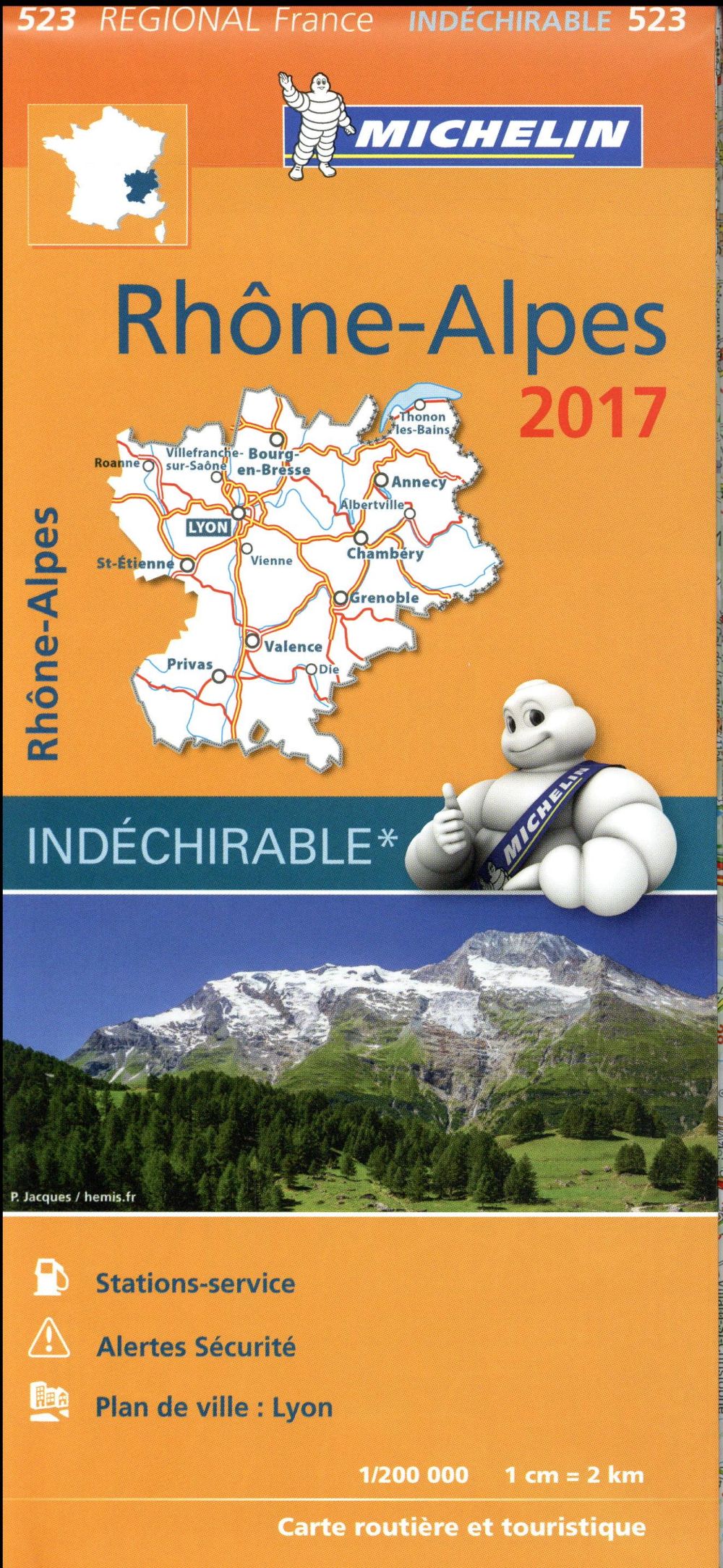 CARTE REGIONALE FRANCE - T7250 - CARTE REGIONALE 523 RHONE ALPES 2017