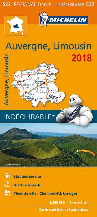 CARTE REGIONALE FRANCE - T7190 - CARTE REGIONALE 522 AUVERGNE LIMOUSIN 2018