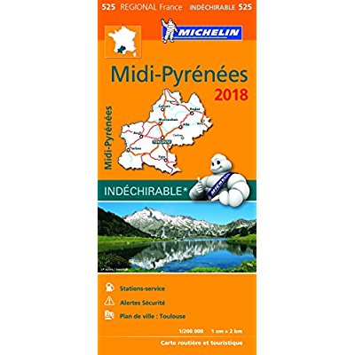 CARTE REGIONALE FRANCE - T7370 - CARTE REGIONALE 525 MIDI PYRENEES 2018