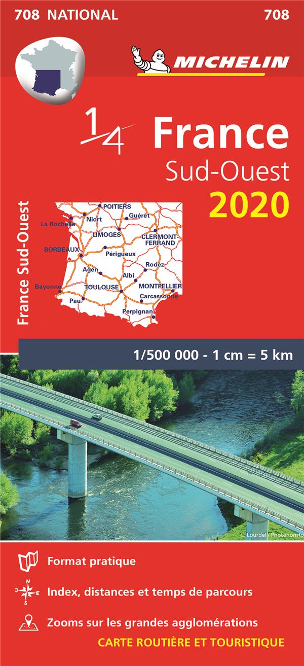 CARTE NATIONALE FRANCE - T8070 - CN 708 FRANCE SUD-OUEST 2020