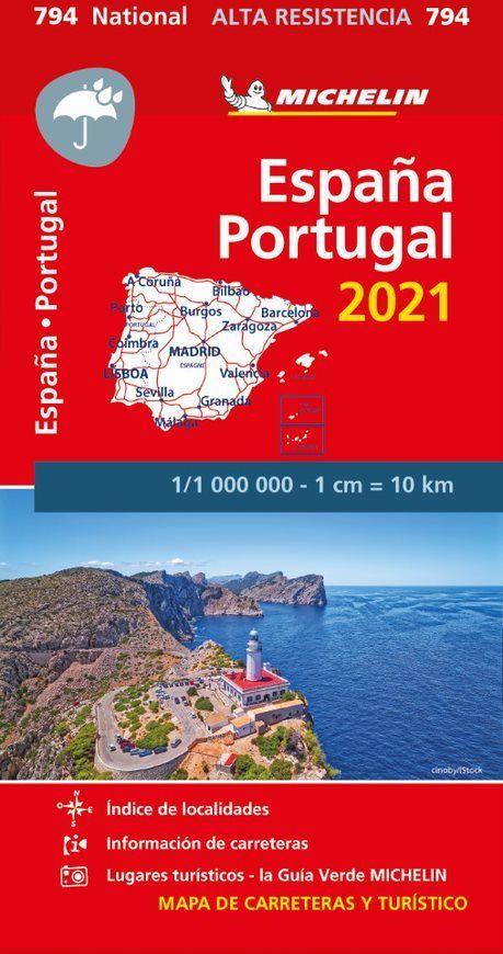 CARTE NATIONALE ESPANA, PORTUGAL 2021 - PAPEL ALTA RESISTENCIA / ESPAGNE, PORTUGAL 2021 - INDECHIRAB