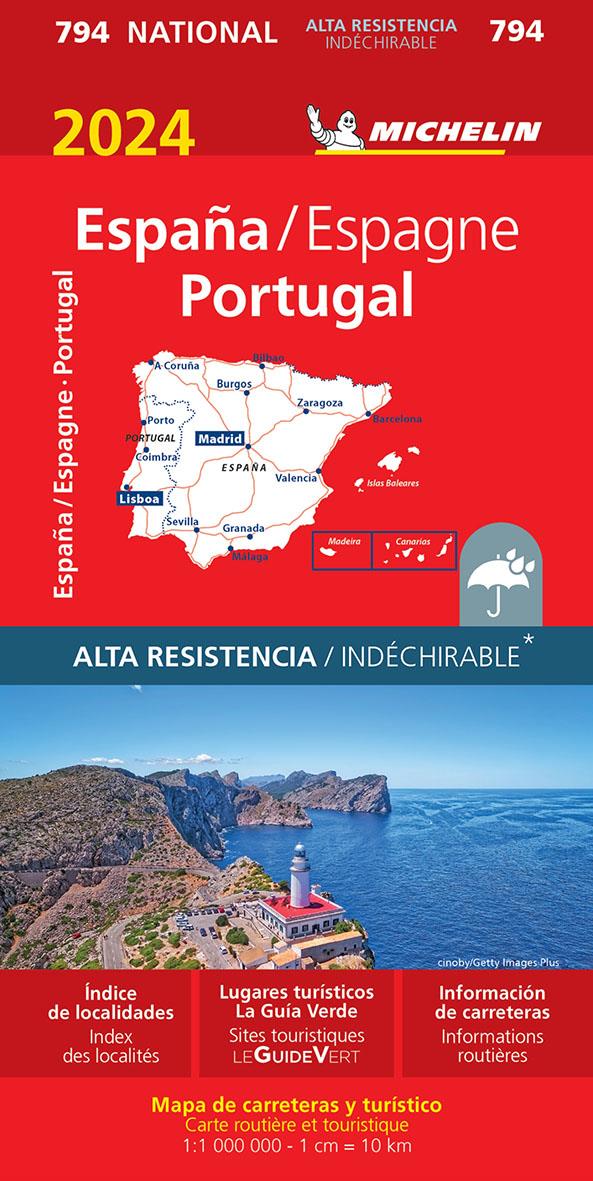 CARTE NATIONALE ESPANA / ESPAGNE - PORTUGAL 2024 (ALTA RESISTENCIA / INDECHIRABLE)