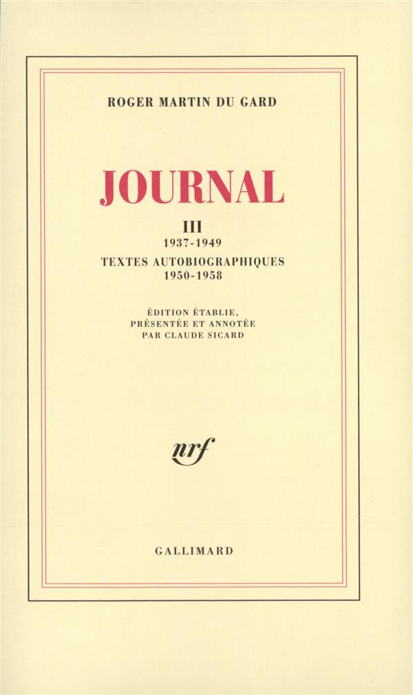 JOURNAL - VOL03 - 1937-1949 - TEXTES AUTOBIOGRAPHIQUES (1950-1958)