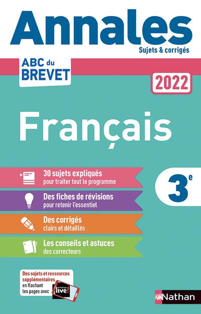 ANNALES BREVET 2022 - FRANCAIS - CORRIGE