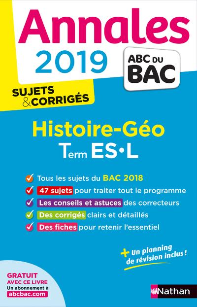 ANNALES BAC 2019 HISTOIRE GEO TERMINALE L-ES - CORRIGE