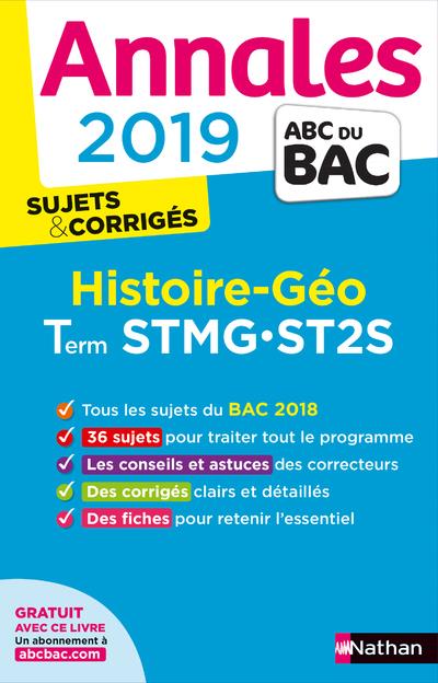 ANNALES BAC 2019 HISTOIRE/GEO STMG - ST2S SUJETS ET CORRIGES