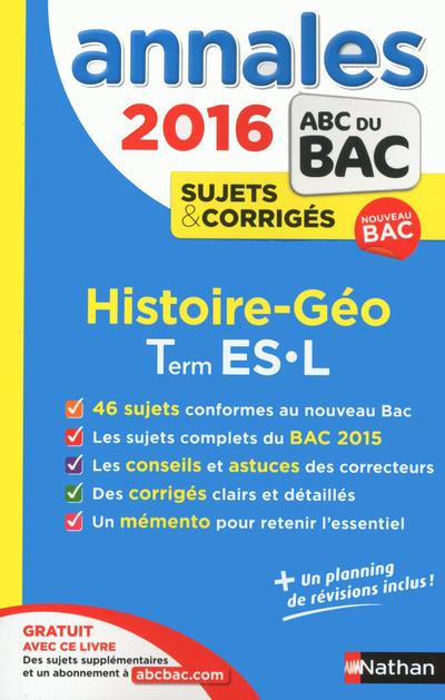 ANNALES BAC 2016 HISTOIRE GEOGRAPHIE TERMINALE ES.L CORRIGES