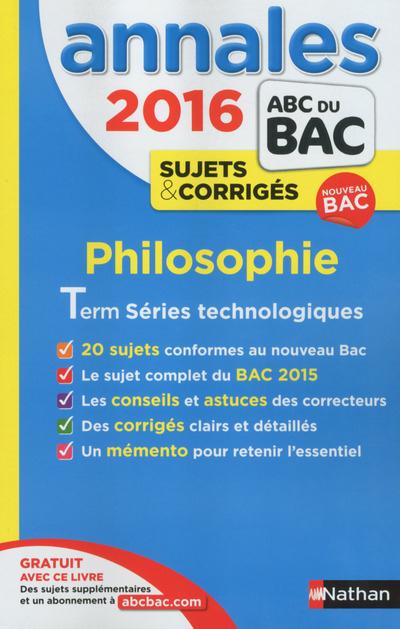 ANNALES BAC 2016 PHILO STMG STL SMS CORRIGES