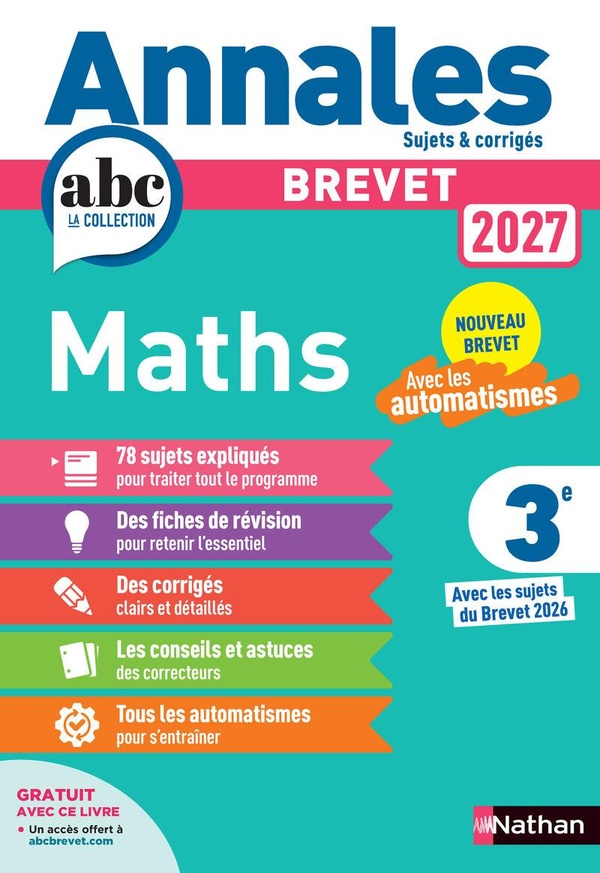 ANNALES BREVET 2027 MATHS - SUJETS & CORRIGES