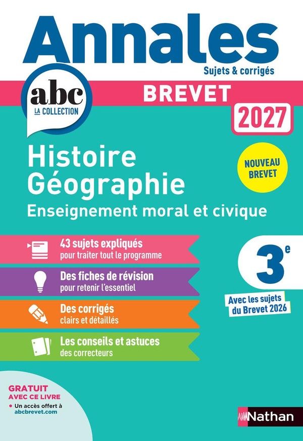 ANNALES BREVET HISTOIRE GEOGRAPHIE ENSEIGNEMENT MORAL ET CIVIQUE 2027- CORRIGE