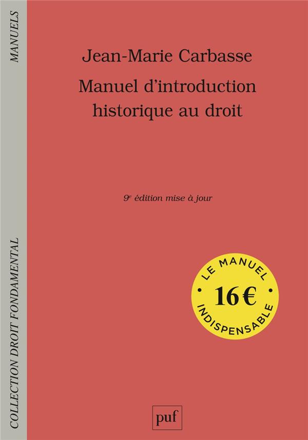 MANUEL D'INTRODUCTION HISTORIQUE AU DROIT