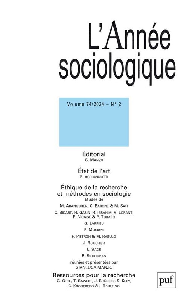 ANNEE SOCIOLOGIQUE 2024, VOL. 74(2)