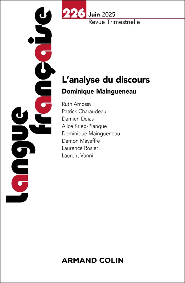 LANGUE FRANCAISE N 226 2/2025 - L'ANALYSE DU DISCOURS