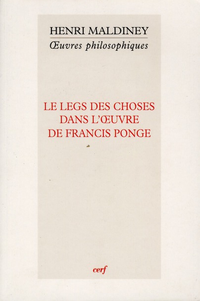 LE LEGS DES CHOSES DANS L'OEUVRE DE FRANCIS PONGE