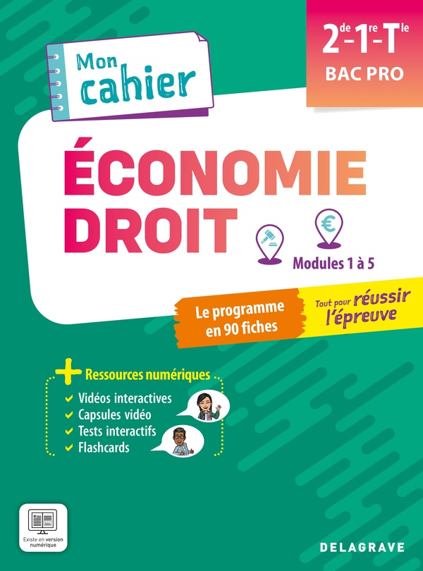 MON CAHIER D'ECONOMIE-DROIT 2DE, 1RE, TLE BAC PRO (2025) - POCHETTE ELEVE