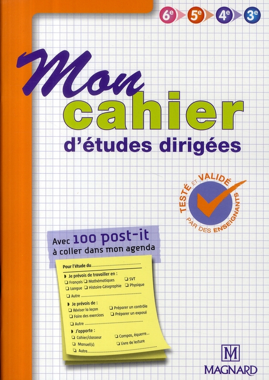 MON CAHIER D'ETUDES DIRIGEES