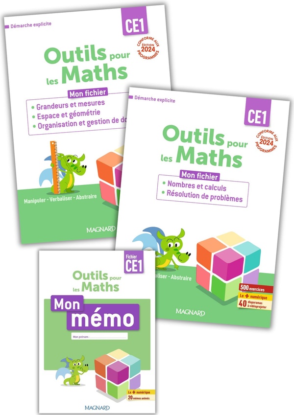 OUTILS POUR LES MATHS CE1 PAR DOMAINE (2025) - 2 FICHIERS (NOMBRE ET CALCULS & GEOMETRIE) + MEMO