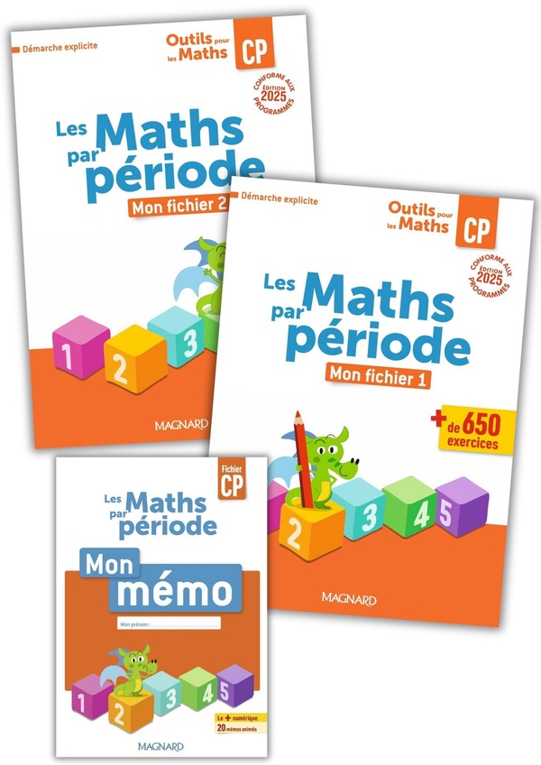 OUTILS POUR LES MATHS CP PAR PERIODE (2025) - FICHIER 1 + FICHIER 2 + MEMO
