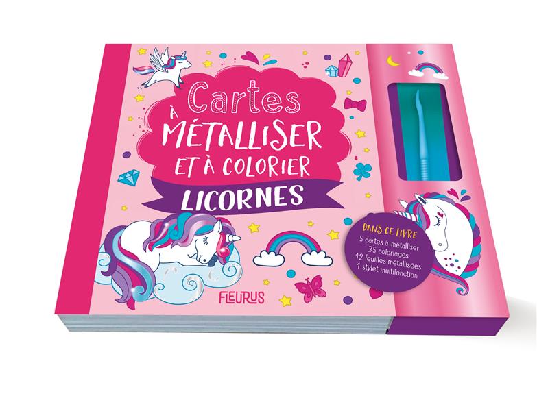 CARTES A METALLISER ET A COLORIER : LICORNES